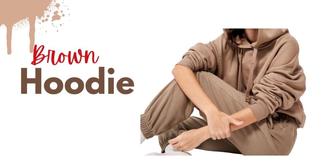 Individual wearing a brown hoodie and matching sweatpants, showcasing a casual and cozy look.