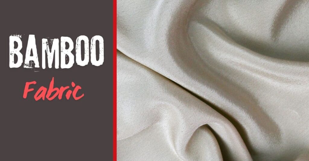 Close-up of a smooth bamboo fabric with text overlay "Bamboo Fabric".