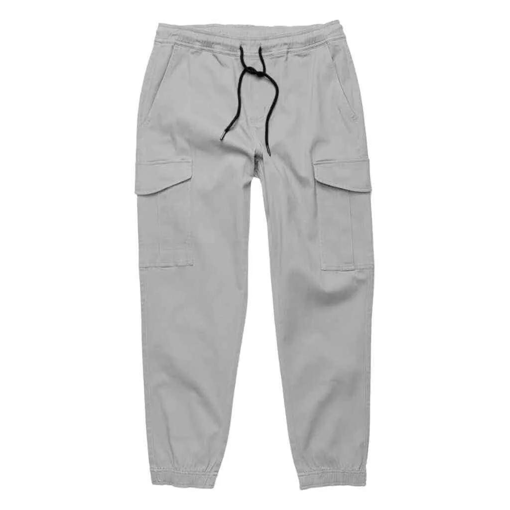 Men's cargo joggers with multiple pockets, designed for practicality and functionality, perfect for travel or outdoor activities.