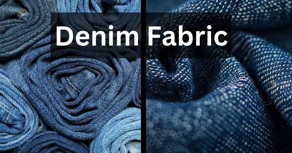 Various types of denim fabric displayed, showcasing their textures and shades.