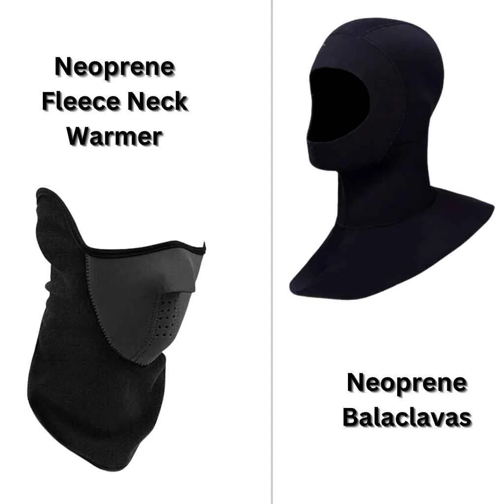 Neoprene balaclavas and neck gaiter.