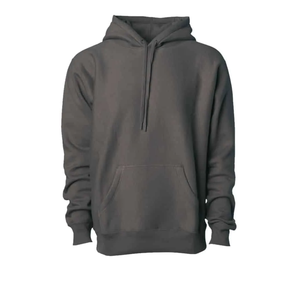 Dark gray wraps hoodie with a front pocket and drawstring hood, displayed from the front.