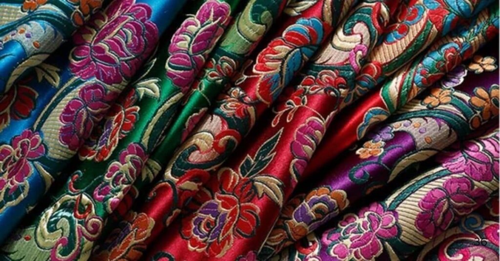 The swatches of show the image of brocade fabric