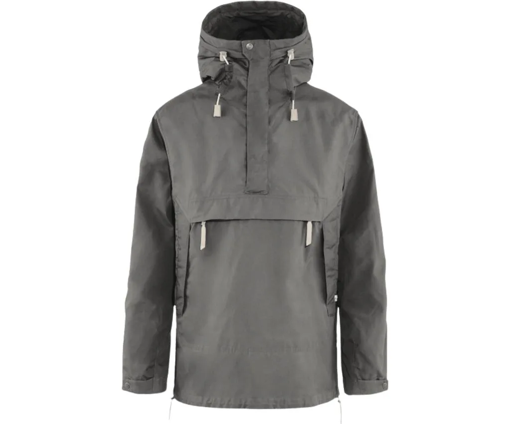 Gray Anorak Jacket – Weather-Resistant Outdoor Apparel for Every Adventure. Gray anorak jacket with a hood and front pocket.