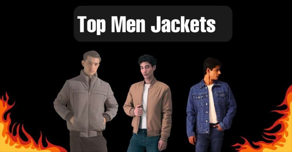 A collection of top men’s jackets for style and utility in various designs and colors.