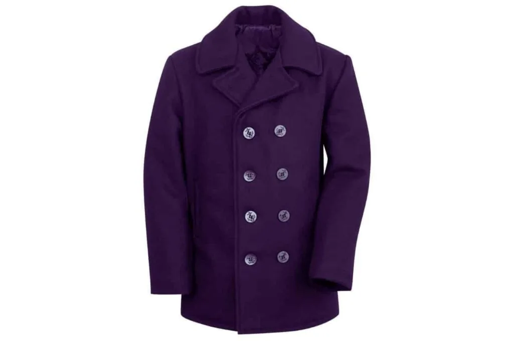 Stylish Purple Peacoat - Classic Double-Breasted Design for Winter Fashion A classic purple peacoat with double-breasted buttons, offering elegance and warmth, from the Top Men Jackets selection.
