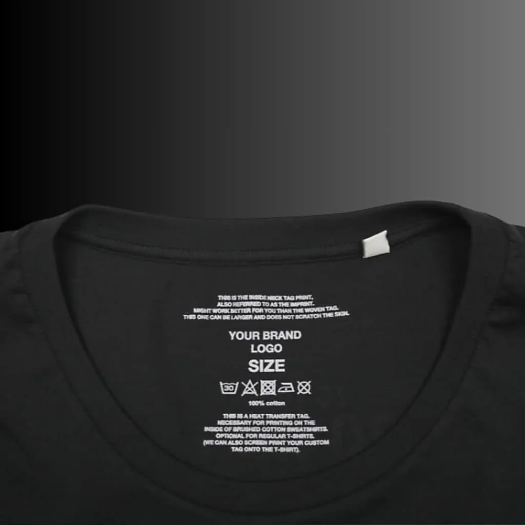 printed neck tags for clothing brand