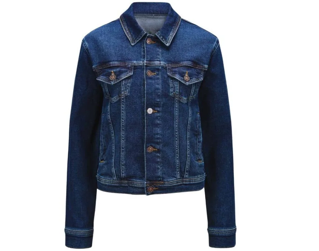 Stylish Blue Denim Jacket for Versatile Casual Outfits Classic blue denim jacket with button closure and two front pockets, displayed on a white background.