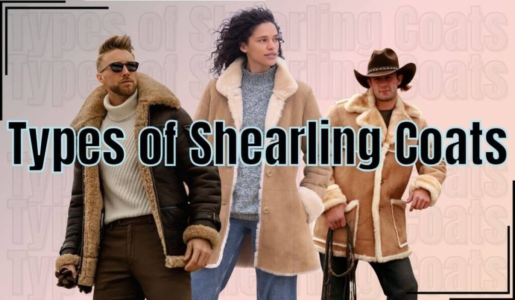 A stylish shearling coat with plush lining, showcasing timeless design and luxurious warmth.