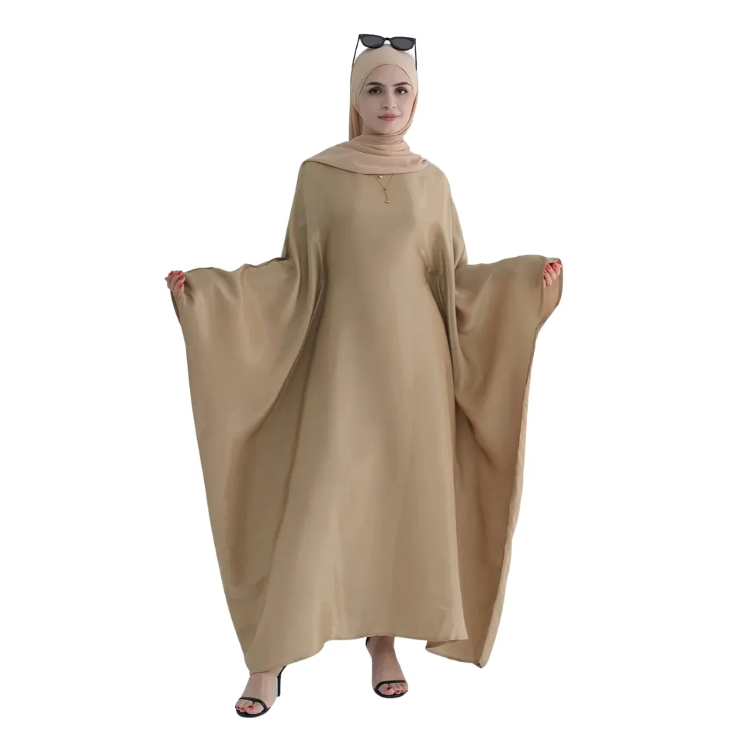 "Stylish butterfly abaya featuring flowing sleeves, a unique butterfly silhouette, and beautiful prints, perfect for a graceful look."