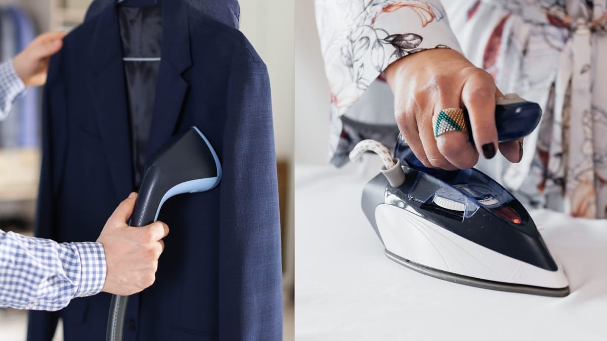 Steaming and ironing clothes as examples before using Dewrinkle in Dryer method