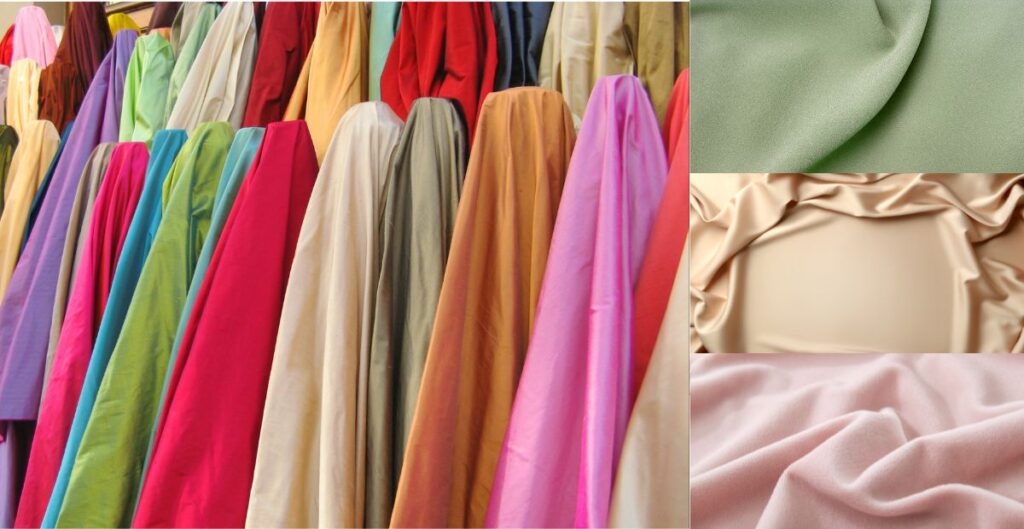 A close-up of lightweight, semi-sheer lawn fabric draped gracefully, with soft folds and a summer hat placed nearby.