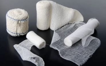 Assorted medical supplies made of cotton. products from the cotton