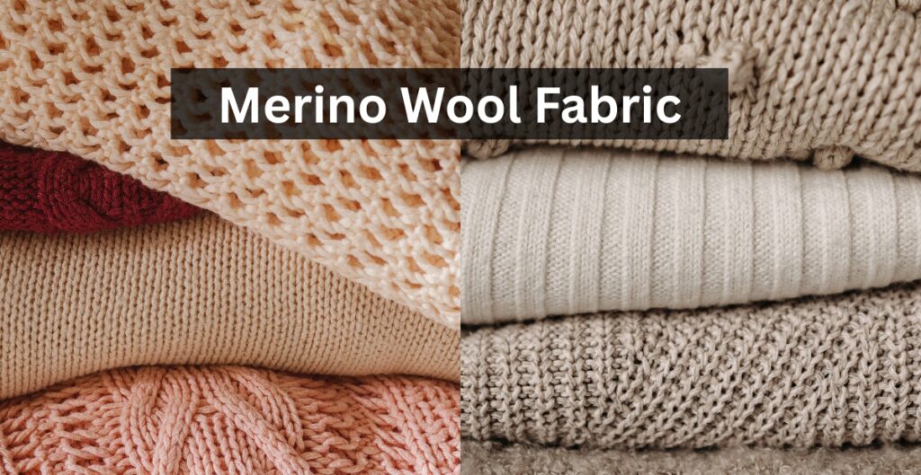 Soft folded Merino wool fabric in neutral tones showcasing its smooth, fine texture.