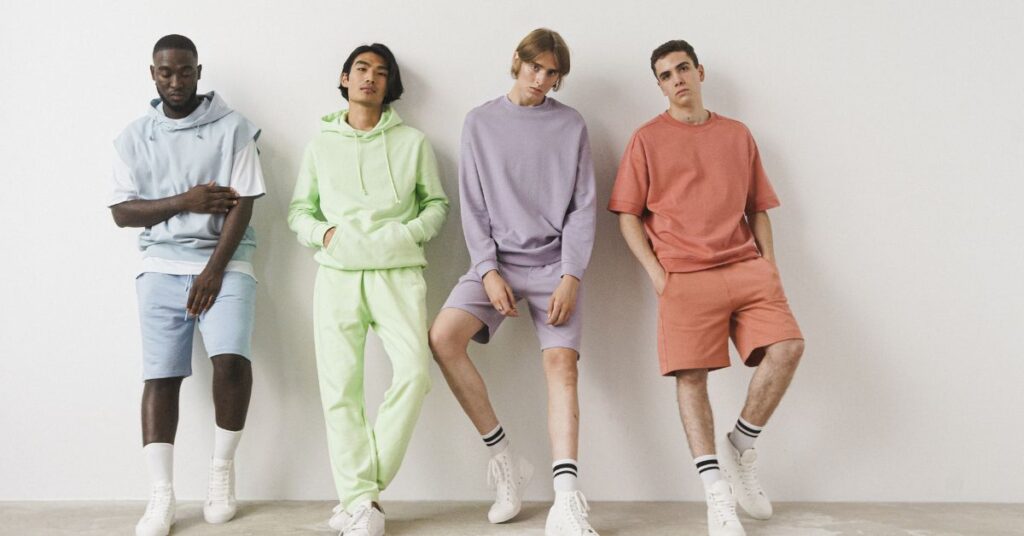 A stylish summer clothing line featuring lightweight, breathable outfits for men and women, perfect for hot weather in the USA.