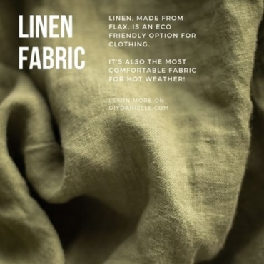 lose-up of crumpled green linon fabric, showcasing its texture and softness.