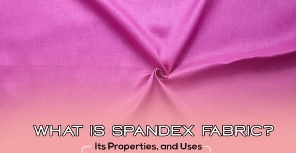 A close-up image of pink spandex fabric, displaying its smooth texture and flexibility.