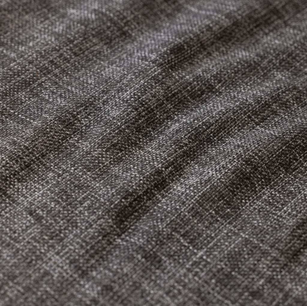 Close-up image of a textured, woven gray cotton fabric with a subtle checkered pattern.