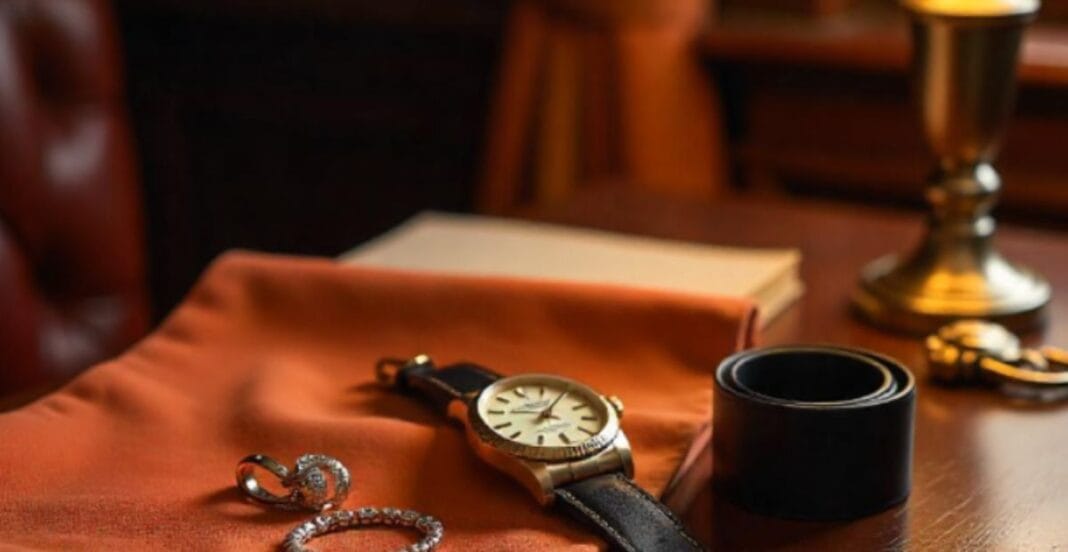 A minimalist outfit featuring a neutral linen shirt, tailored trousers, and an Omega watch, styled with a leather bag for a touch of everyday luxury____Luxury in Daily Wear
