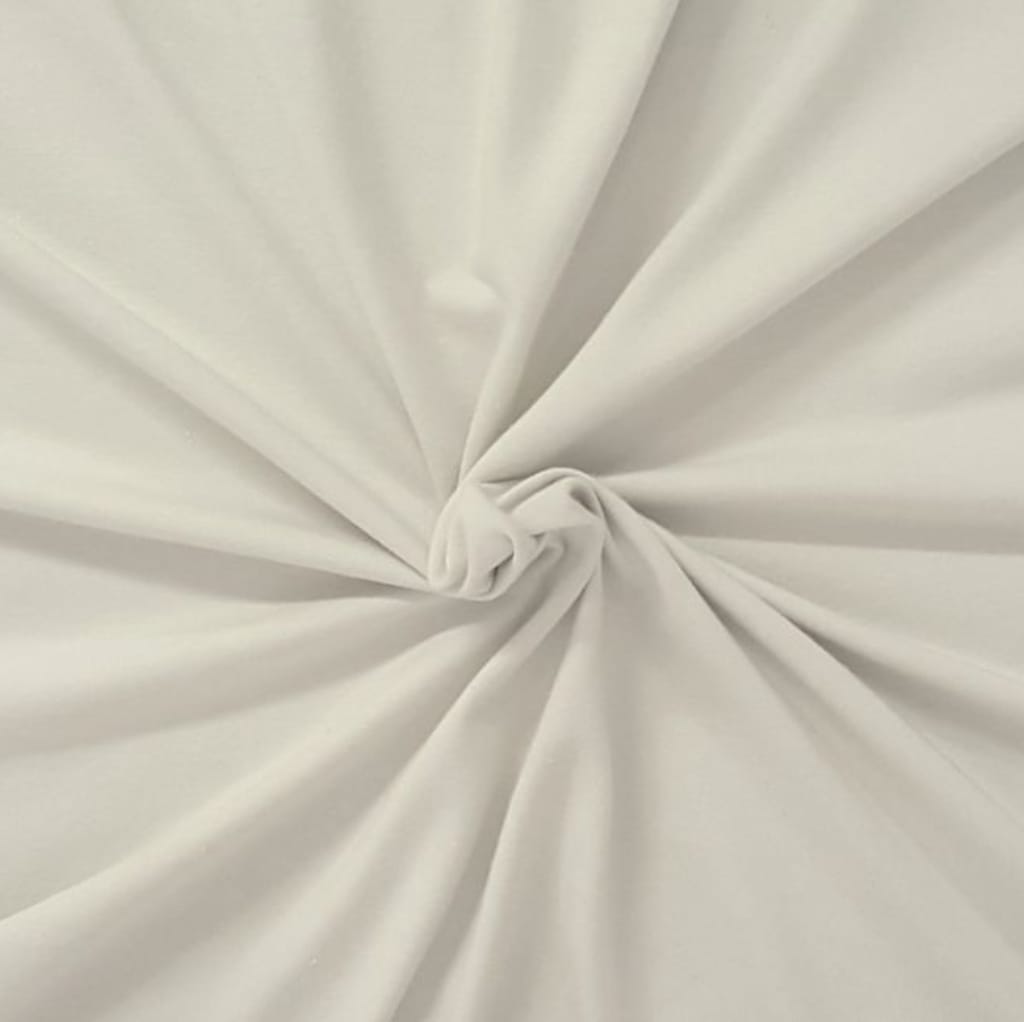 Light-colored, smooth, and soft fabric gathered in a gentle swirl, showcasing its fine texture.