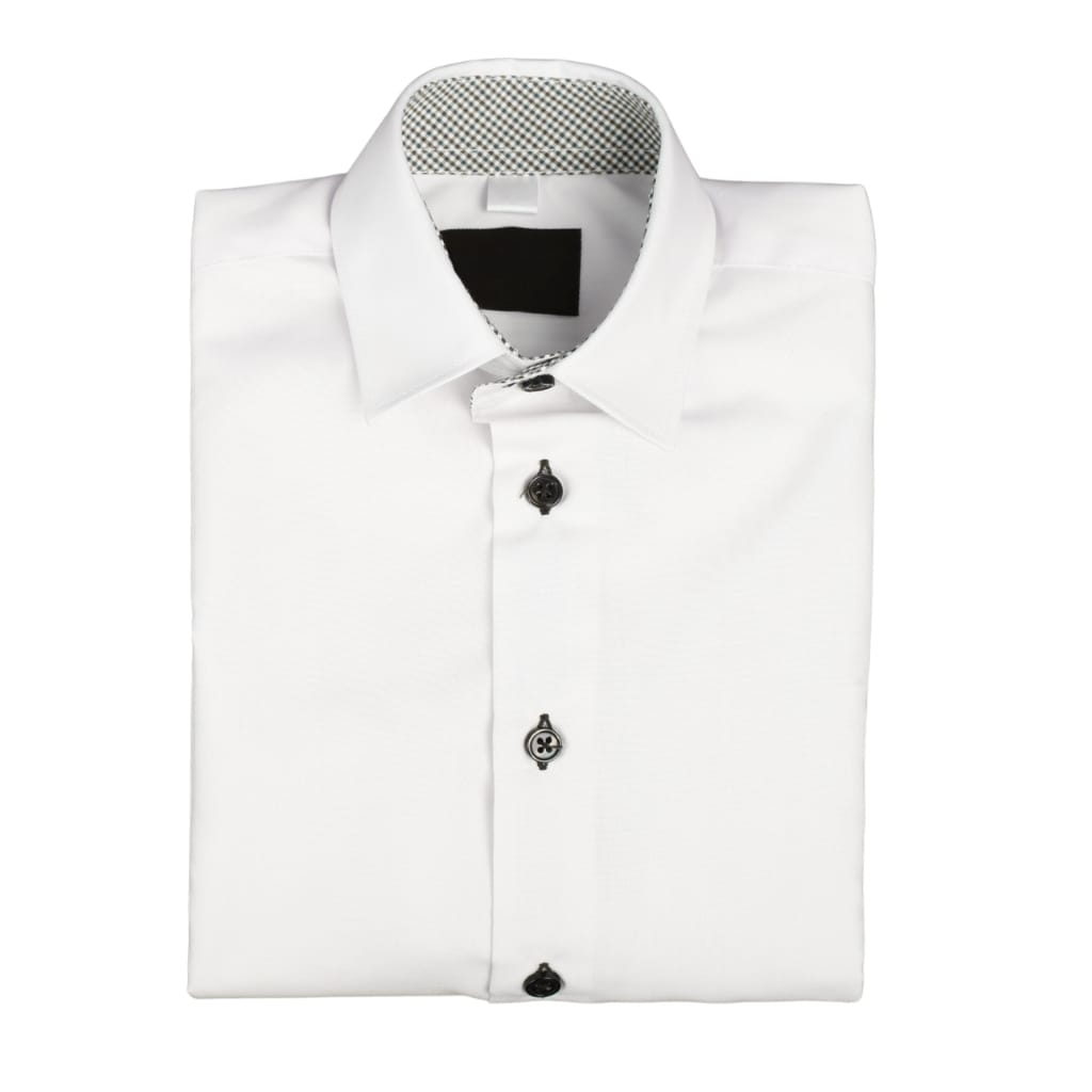 Classic white dress shirt neatly styled for a polished, formal look