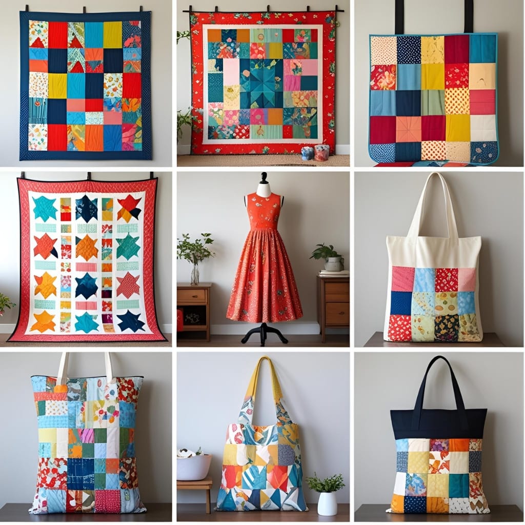Collection of cotton fabric projects showcasing sewing and crafting ideas using different types of cotton fabrics.