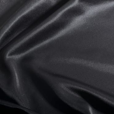 Close-up image of black nylon-spandex fabric with a smooth, slightly shiny surface and visible fine weave texture.