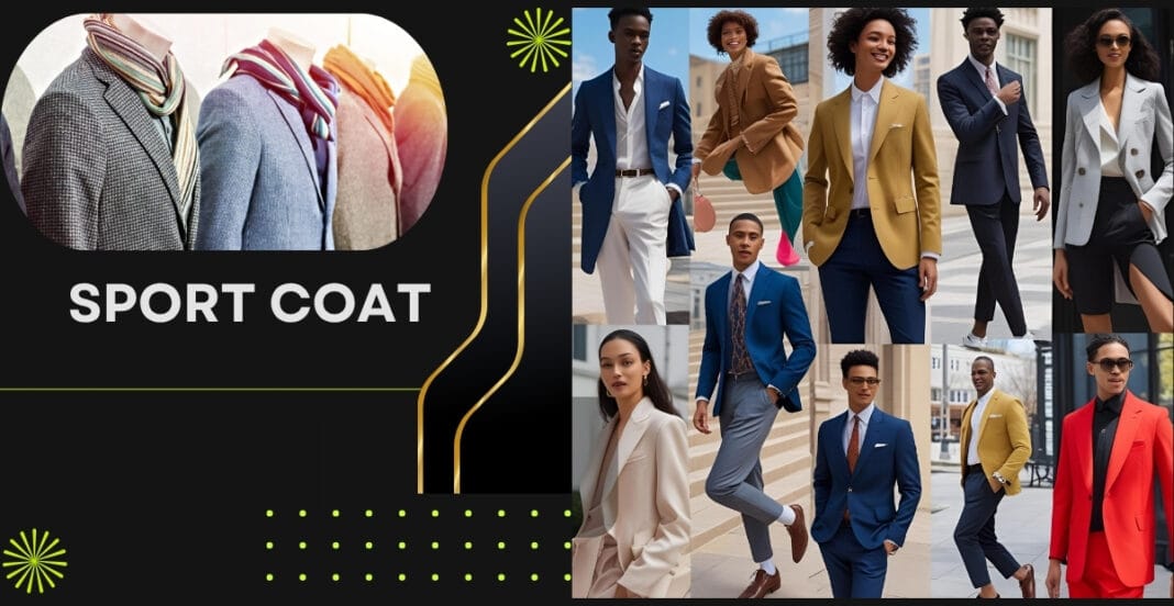 A collage featuring stylish men and women in various colorful and professional sport coats, showcasing different ways to wear a sport coat.