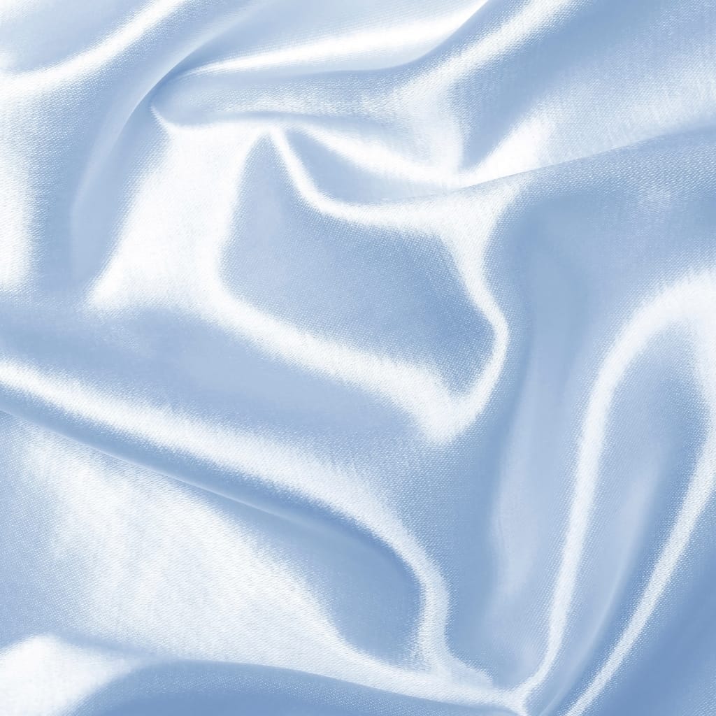 Close-up of smooth, light blue satin-like fabric with gentle folds and a soft sheen.