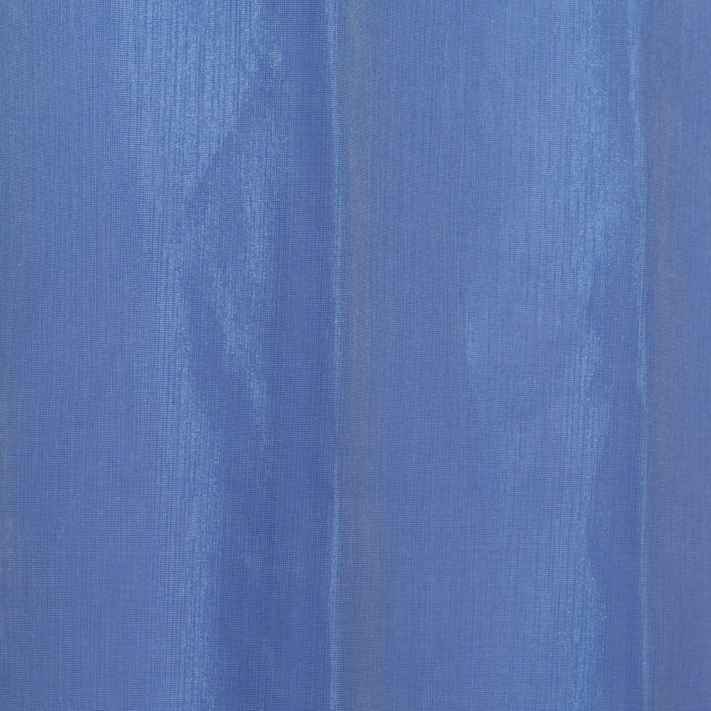 Close-up image of a blue nylon organza fabric, showing its fine, sheer, and lightweight texture with a slightly shiny finish.