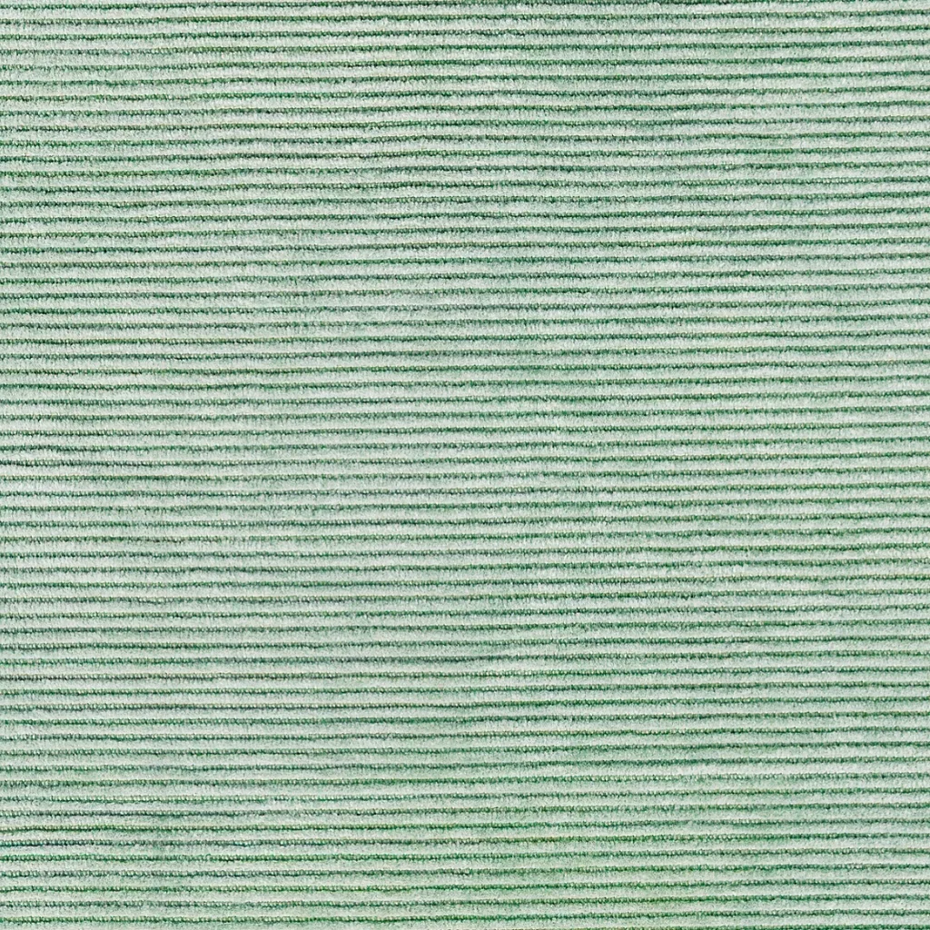 Close-up of green corduroy fabric showing its fine ridges and textured surface.