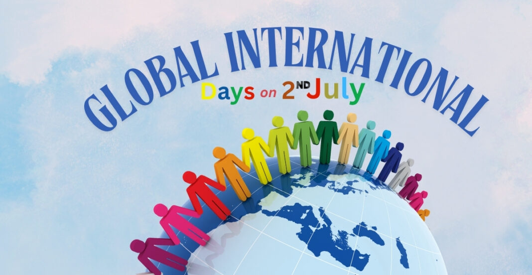 Colorful illustration of the globe with connected human figures in various colors standing around it, with the text 