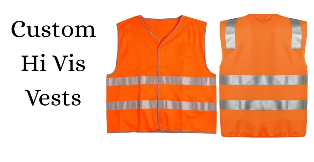 Orange high-visibility safety vest with reflective silver stripes, displayed both front and back views.