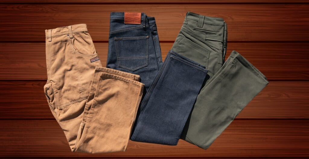 Duck canvas trousers designed for everyday wear, featuring durable fabric and practical pockets.