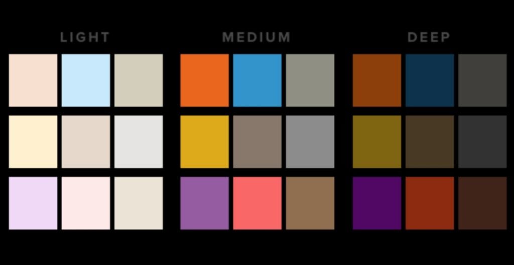 A harmonious color palette of warm, soft hues (peach, apricot, warm taupe, and muted coral) arranged in a gradient wash across the canvas.