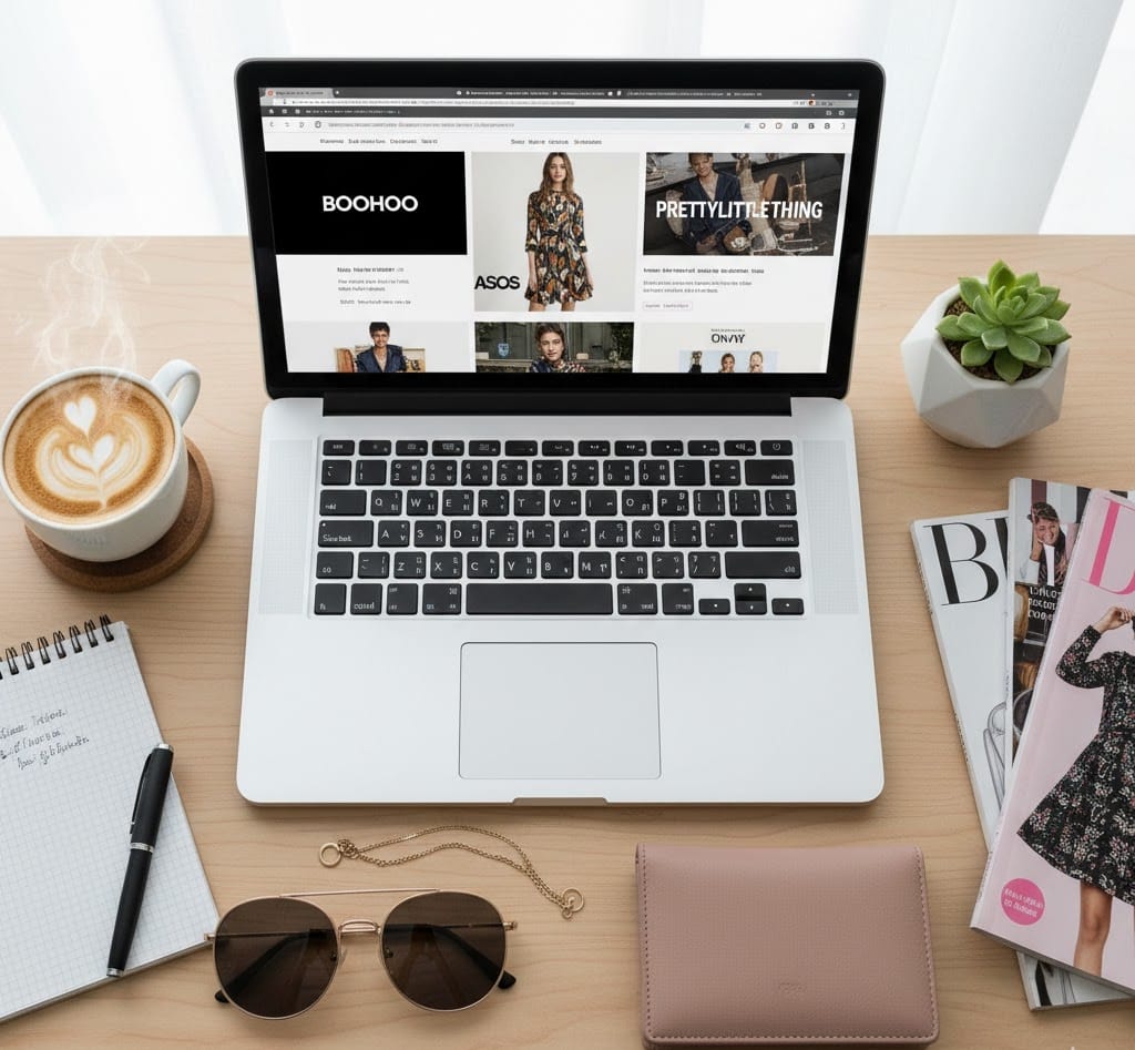 Online shopping for trendy and affordable fashion brands like Boohoo and ASOS”
