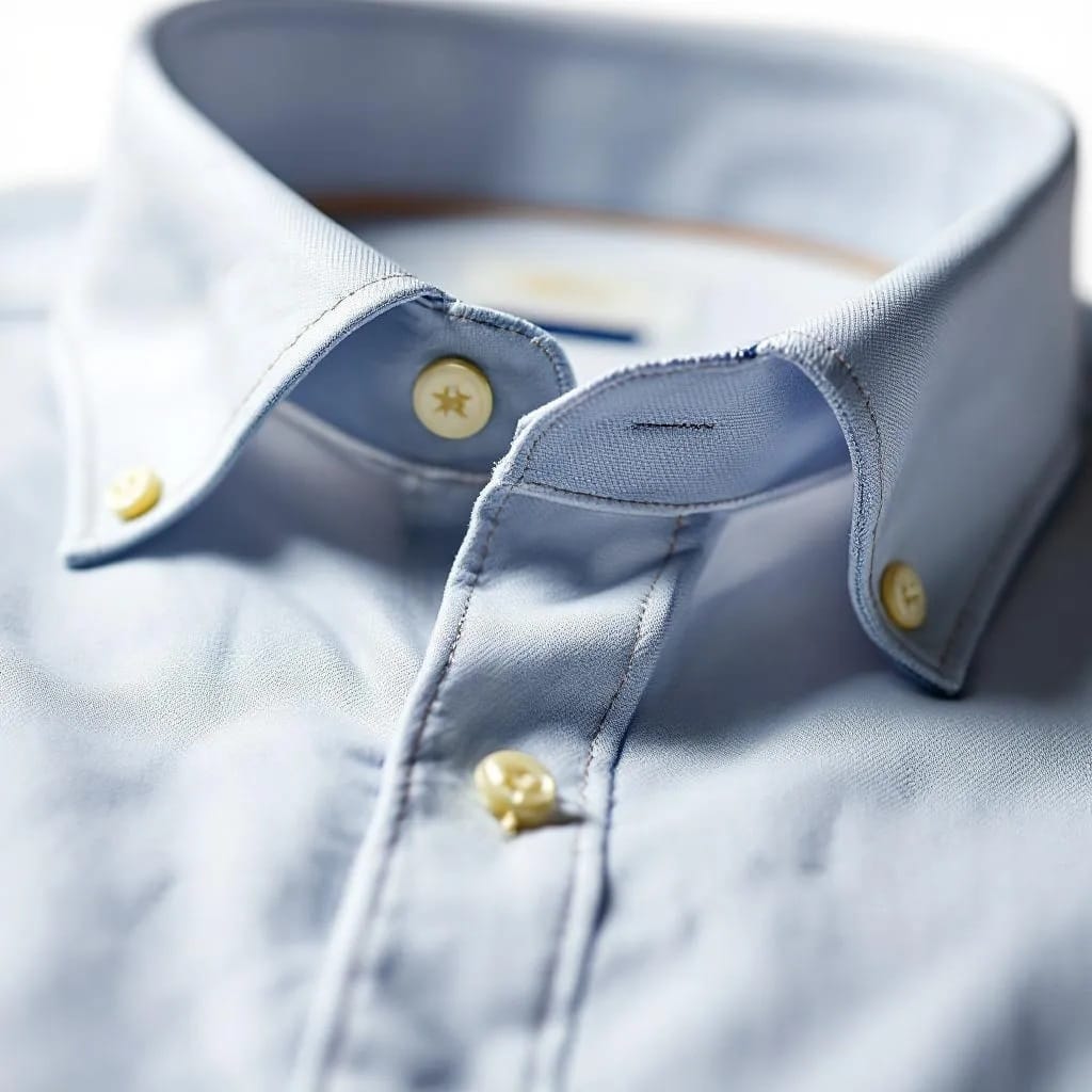 Close-up of the fabric and stitching on a Big and Tall Dress Shirt."