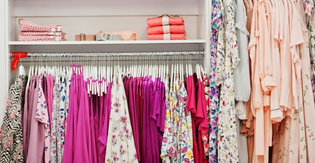 Colorful selection of ladies long sleeve midi dresses in various styles