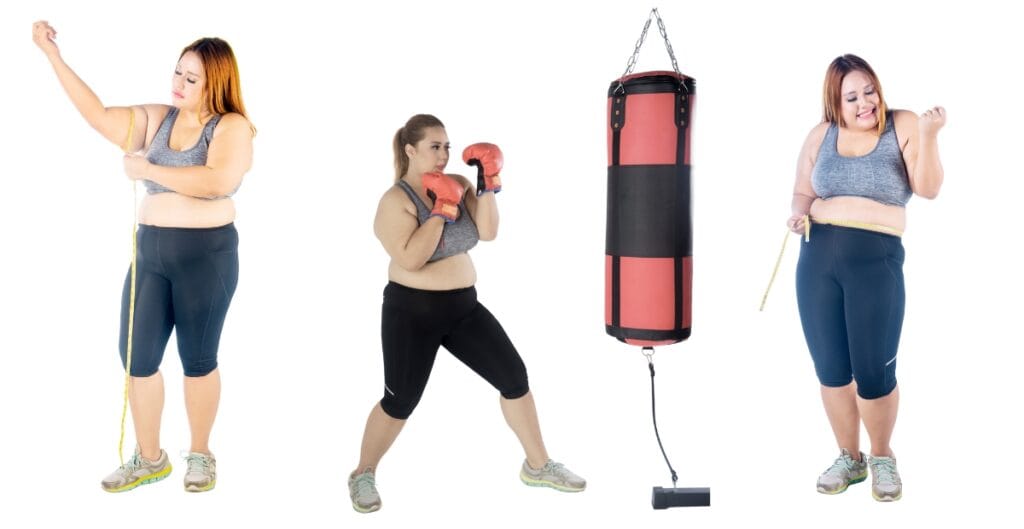 Plus size woman boxing while wearing comfortable and stylish plus size joggers