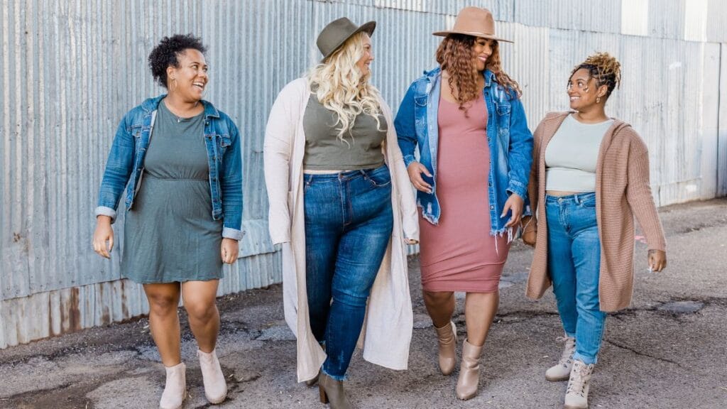 Women wearing trendy plus size club outfits for a fashionable night out