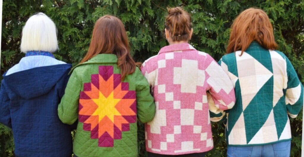 "Close-up of a winter coat with an intricate quilted pattern, showcasing texture and depth that define the 2025 texture trend."