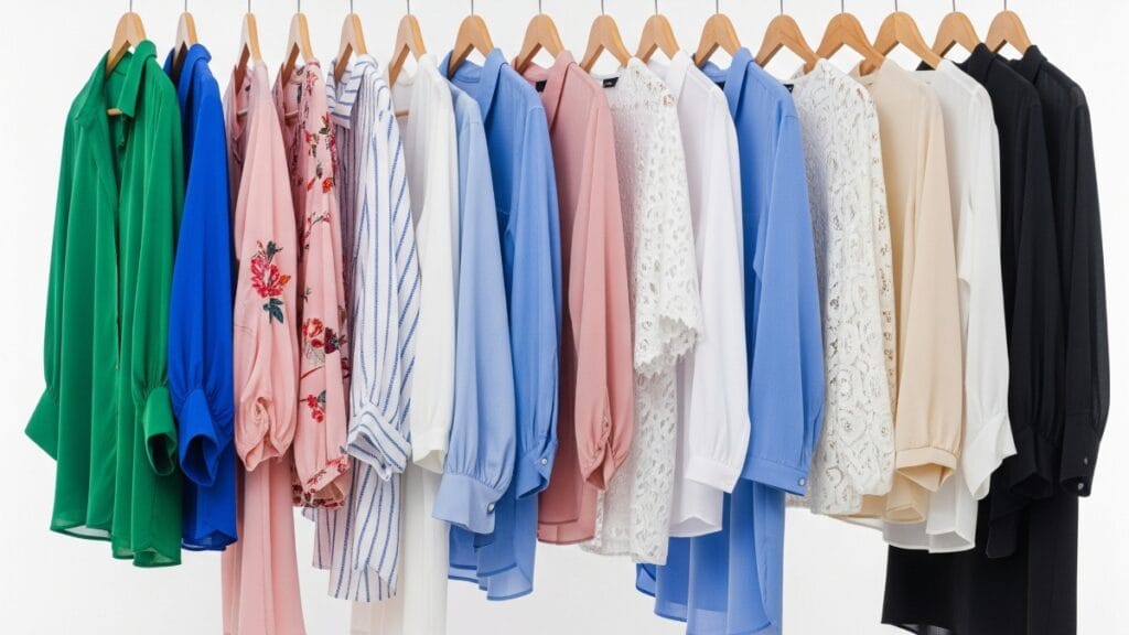 Khaki utility jacket with fuzzy green collar and front pockets, held up by a man's hand for product photography.