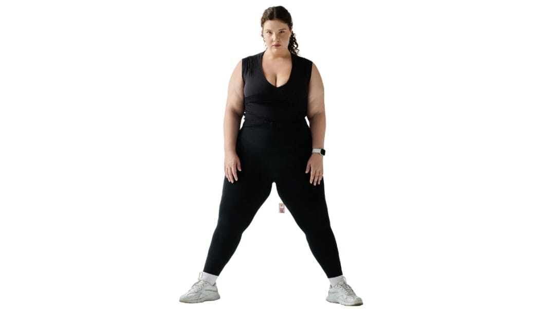 Comfortable and Stylish womens plus size joggers for Active Lifestyles Woman confidently posing in womens plus size joggers, showing comfort and style