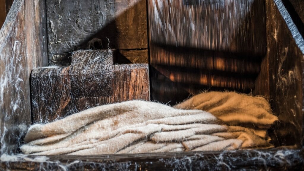 Wool being rinsed during the washing process to maintain its softness