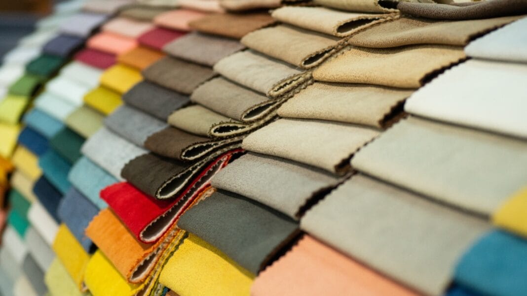 Variety of fabric swatches showing different fabric thicknesses in a range of colors