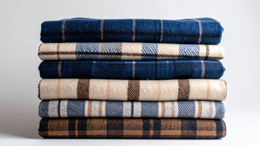 Fleece vs Flannel: Stack of flannel sheets for cold weather