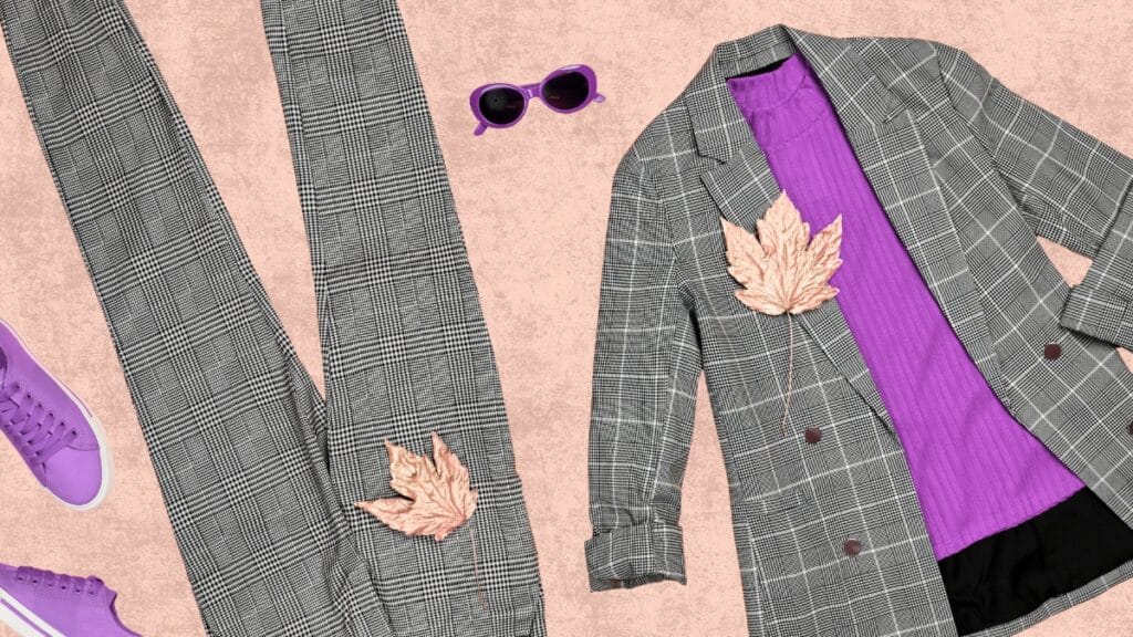 Close-up of stylish blazer and fabric swatches for choosing the right material