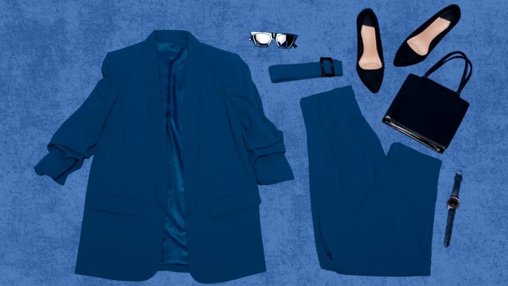 Fashionable blazer with a selection of fabric swatches for material choice