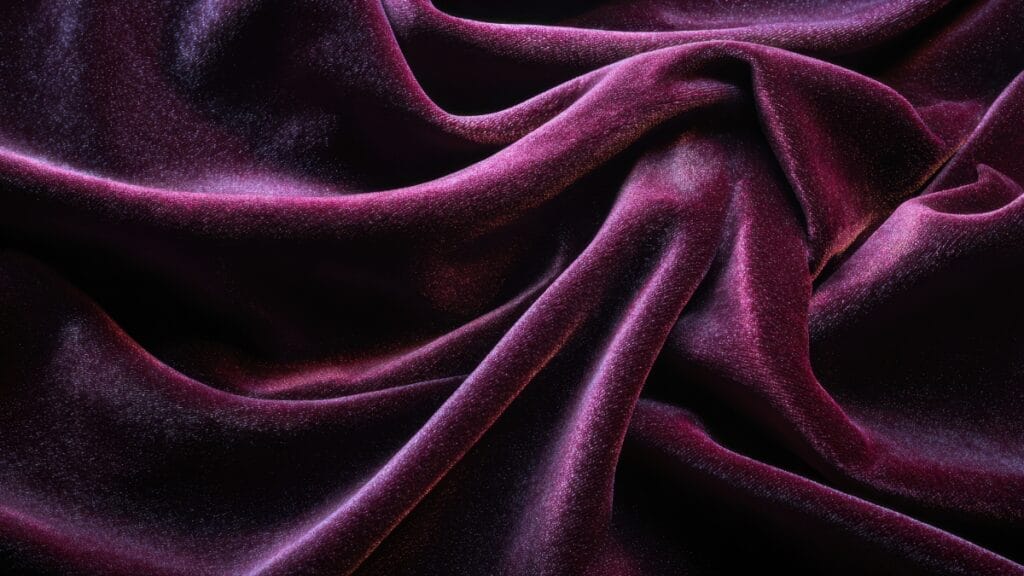 Luxurious deep purple velvet upholstery fabric with a rich texture