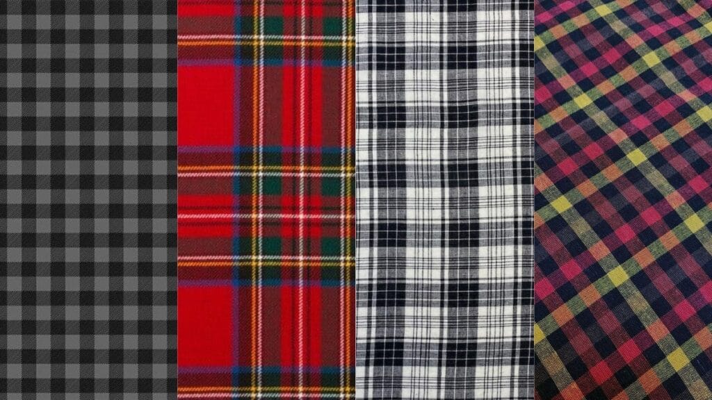 “Man wearing a tailored blazer featuring a classic red and black plaid pattern.”